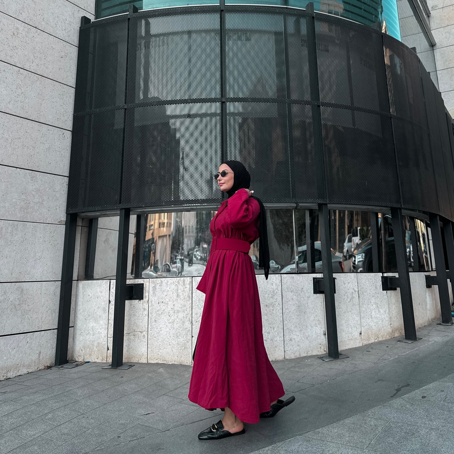 Oversized Flowy Dress with Belt