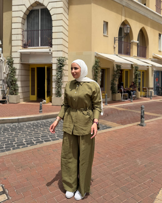 Belted Cotton Linen Set