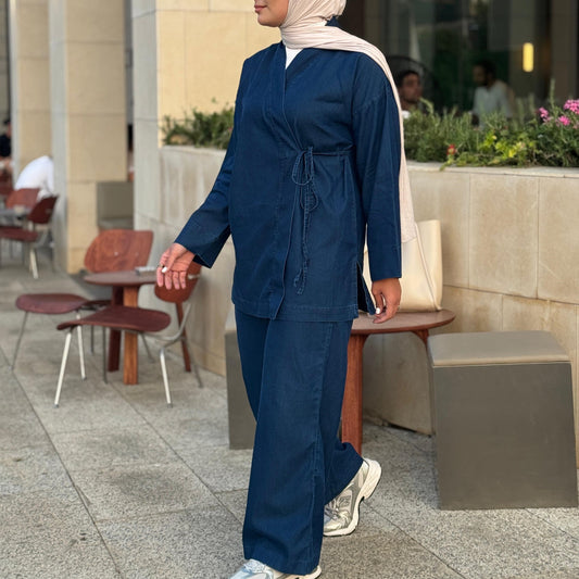 Lycra Denim Two-piece Set