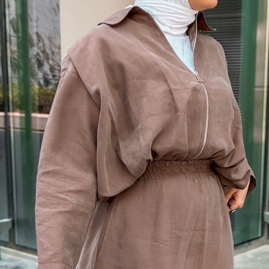 Soft Bomber Skirt Set