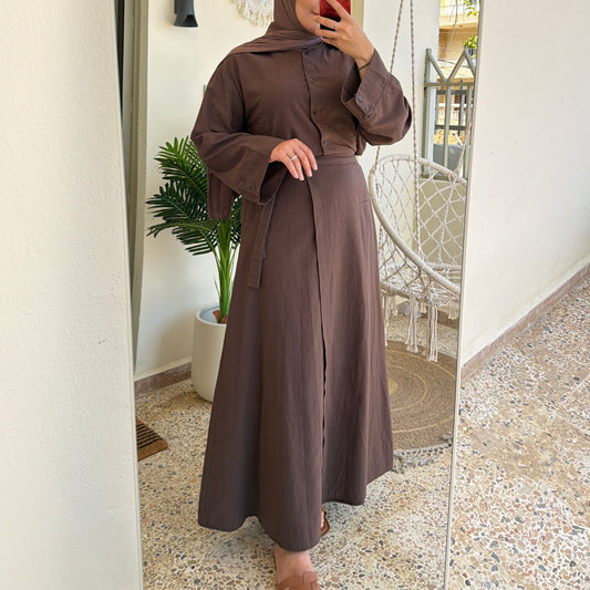Linen Wrap Skirt Set