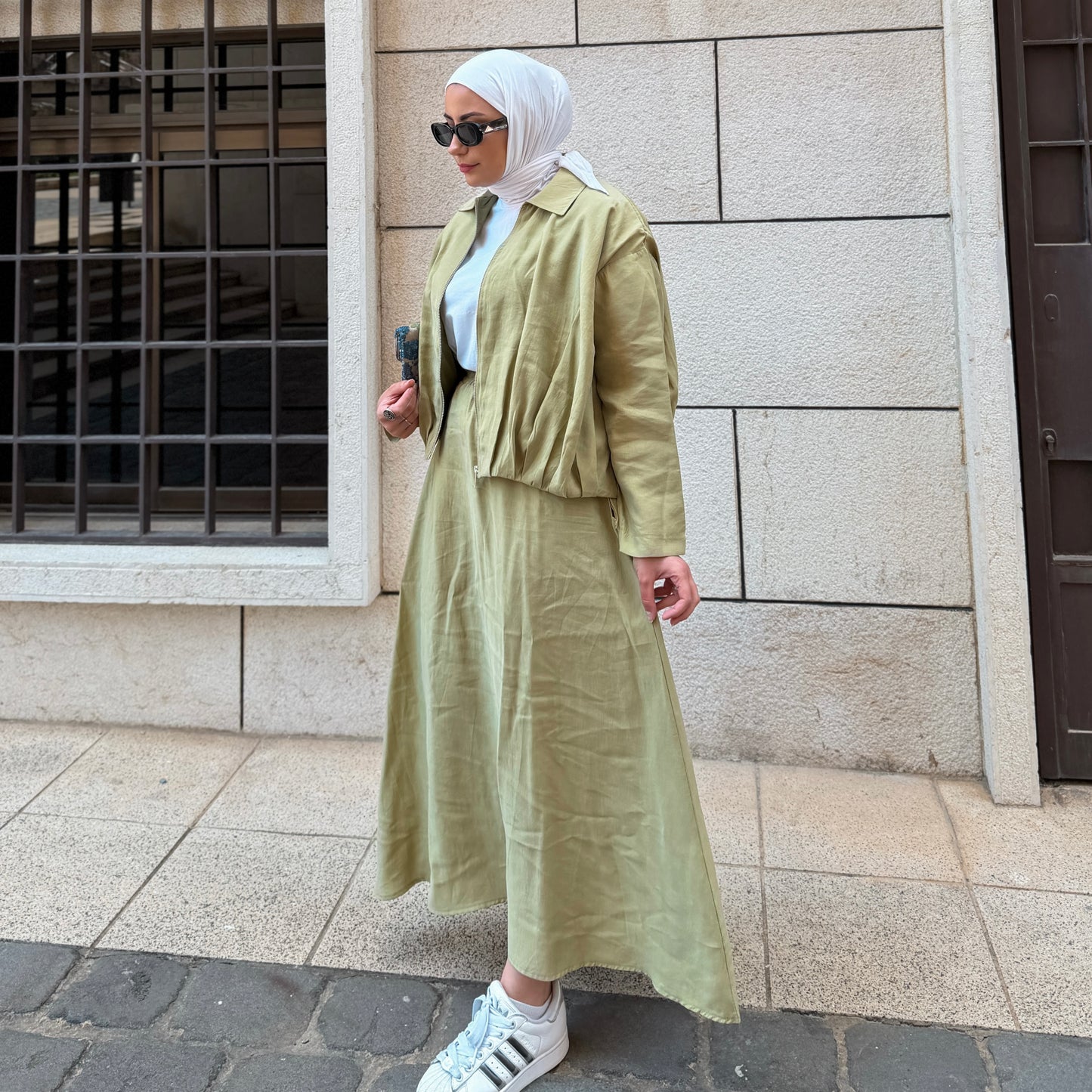 Soft Bomber Skirt Set