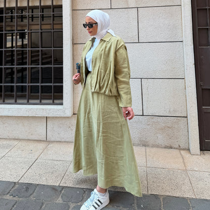 Soft Bomber Skirt Set