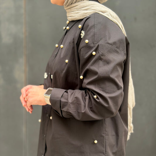 Beaded Poplin Shirt