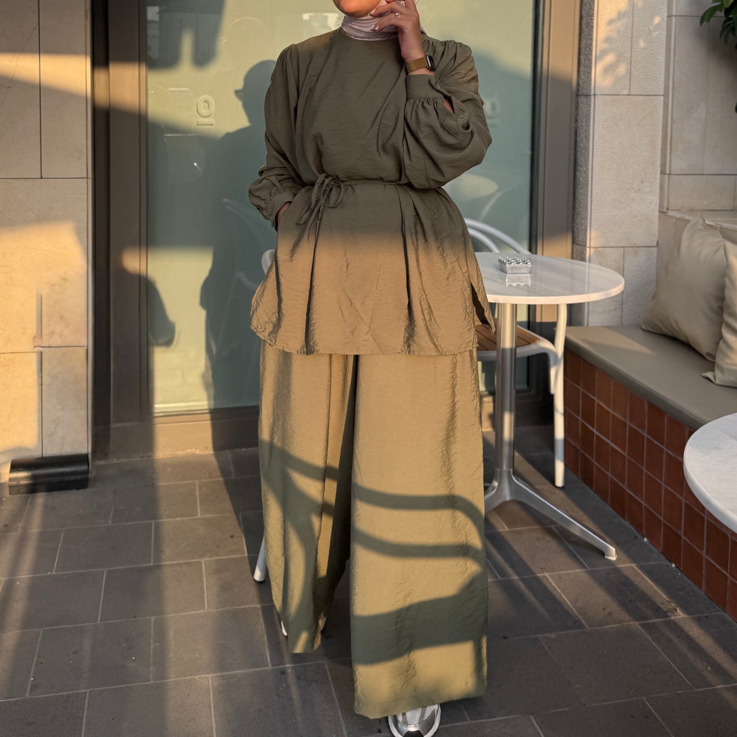 Wide-Leg Belted Set