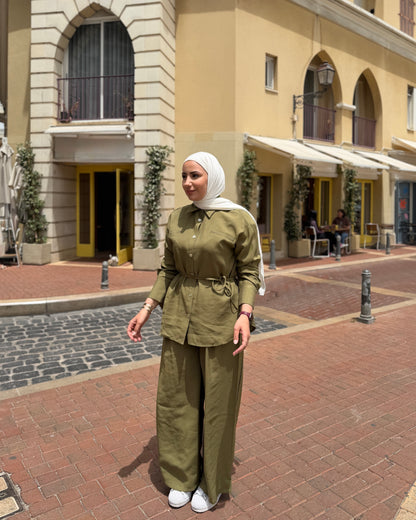 Belted Cotton Linen Set