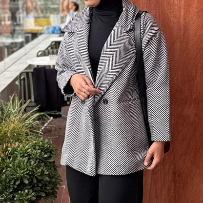 Herringbone Coat Black