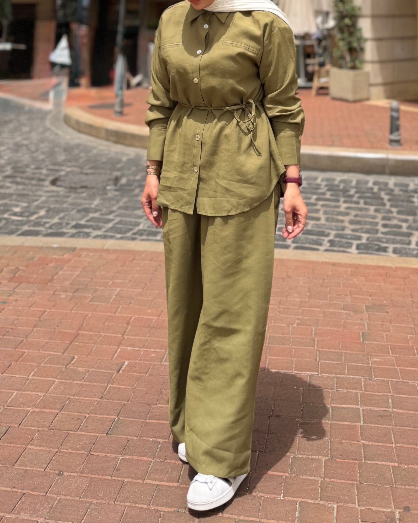 Belted Cotton Linen Set