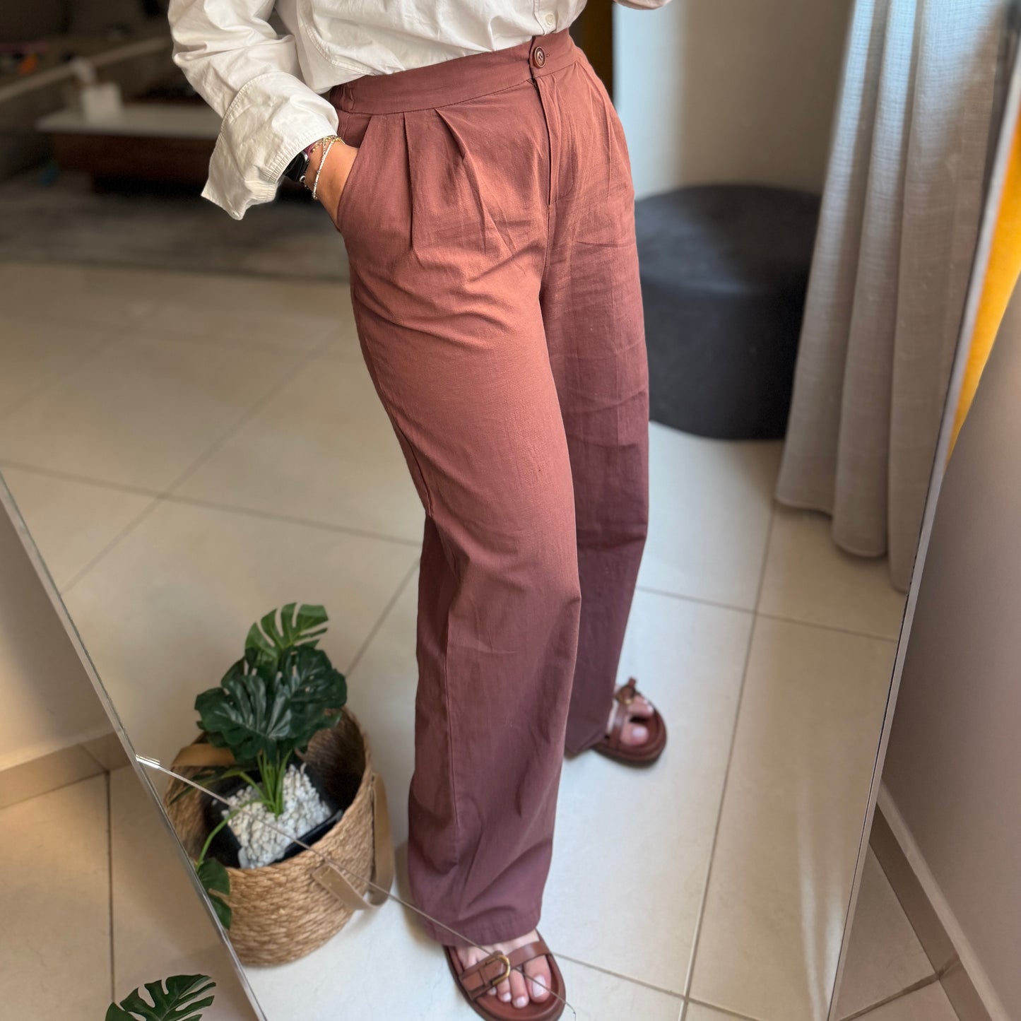 High Waisted Linen Trousers