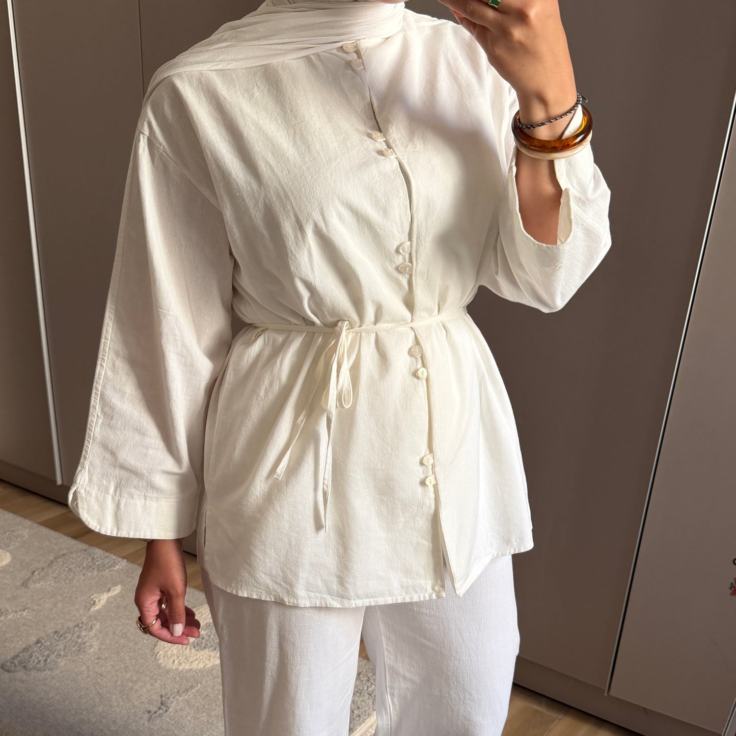 Belted Linen Tunic Set