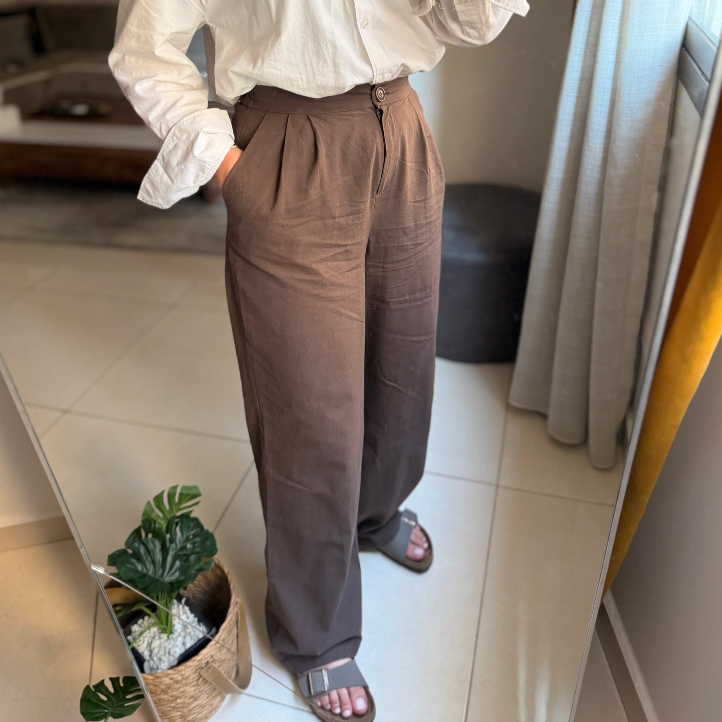 High Waisted Linen Trousers