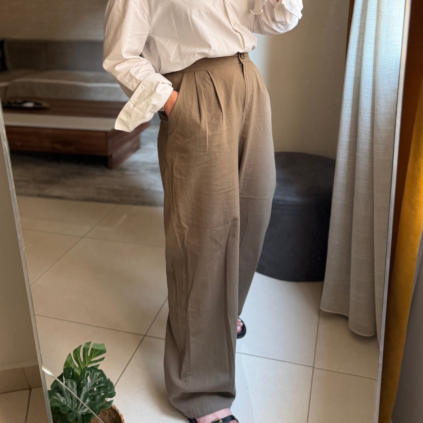 High Waisted Linen Trousers