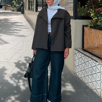 Cropped High-Neck Trench Coat