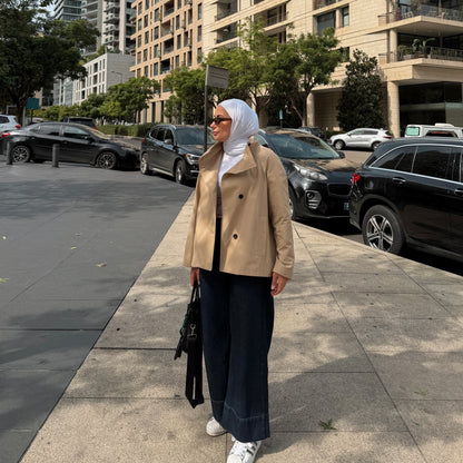 Cropped High-Neck Trench Coat