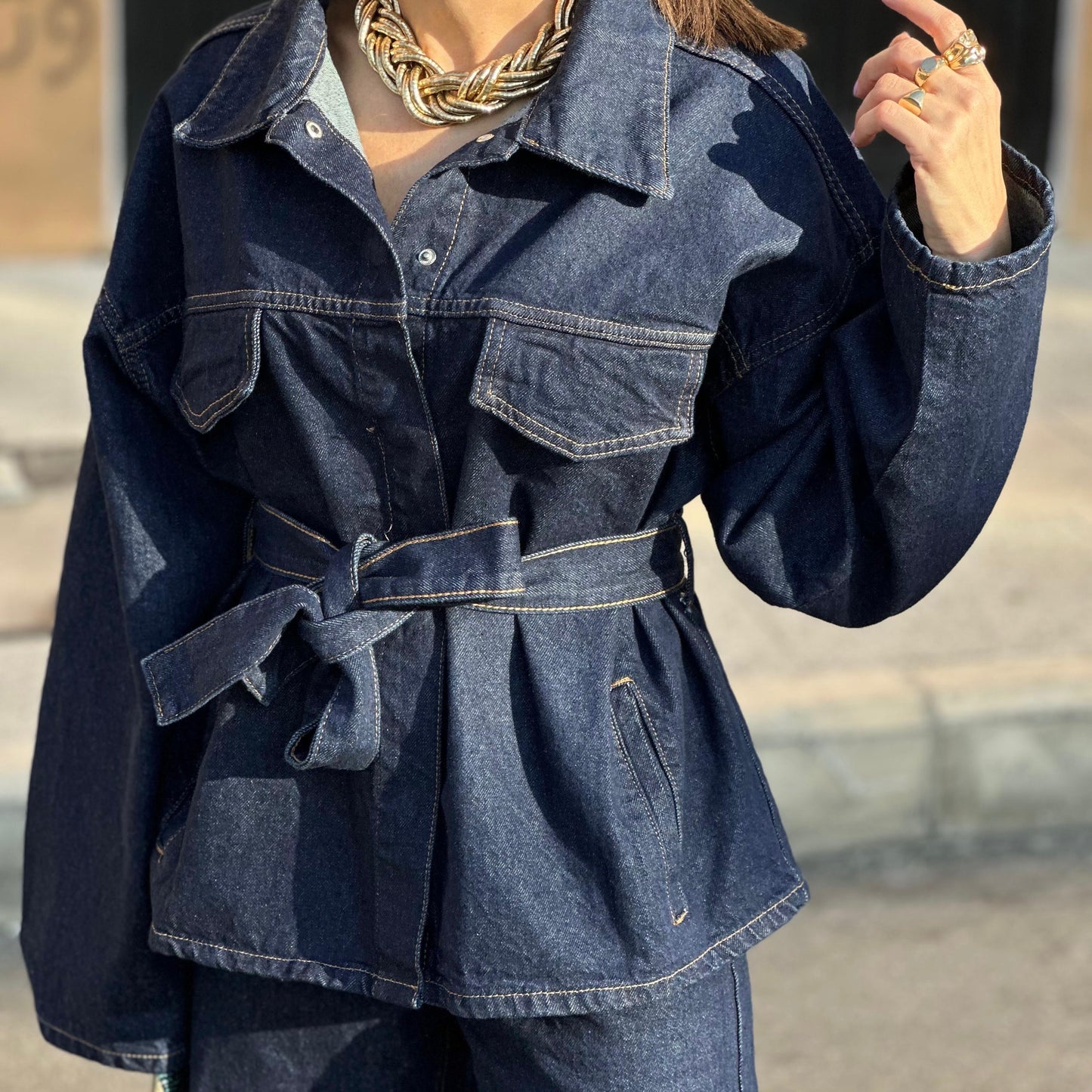 Denim Set with Belt