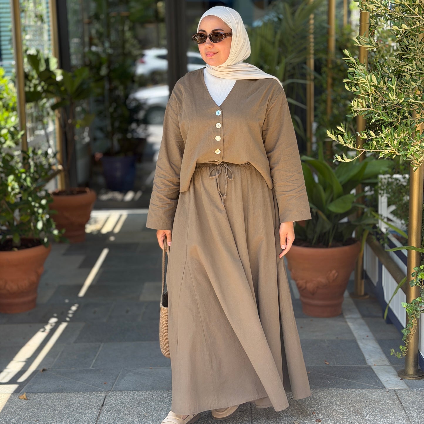 Button Front Skirt Set