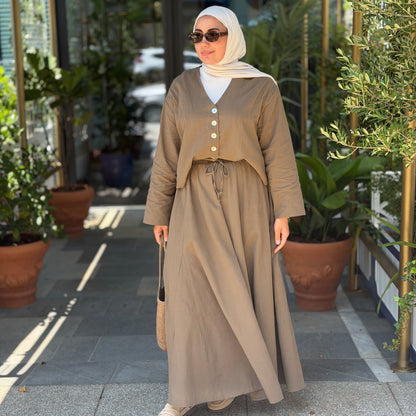 Button Front Skirt Set