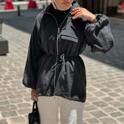 Zippered Shirt Jacket