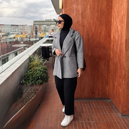 Herringbone Coat Black