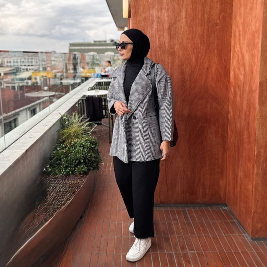 Herringbone Coat Black