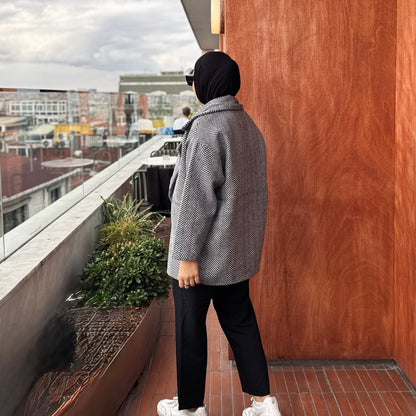 Herringbone Coat Black