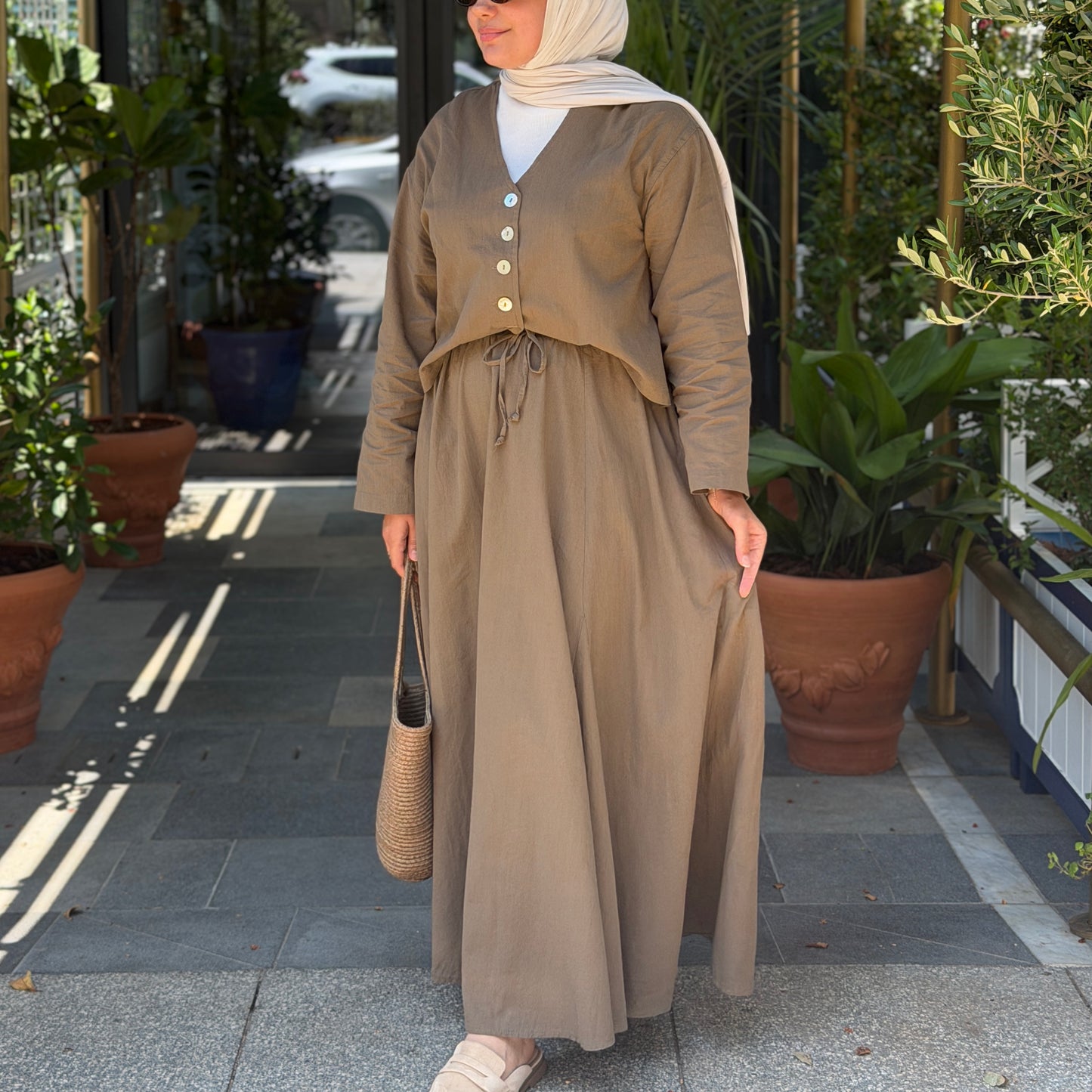 Button Front Skirt Set