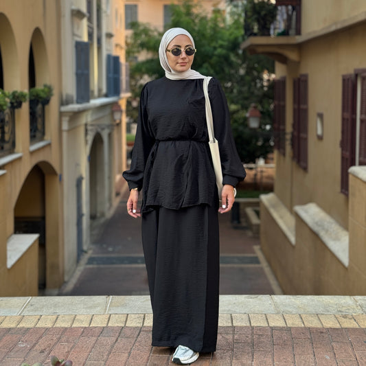 Wide-Leg Belted Set