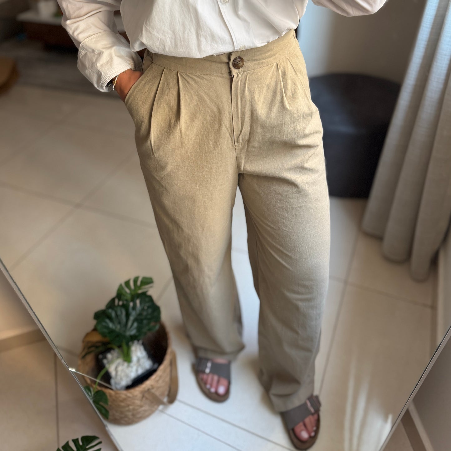 High Waisted Linen Trousers