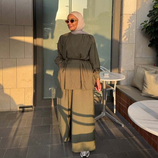 Wide-Leg Belted Set