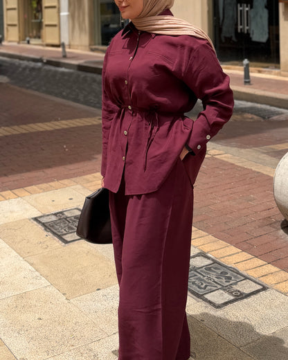 Belted Cotton Linen Set