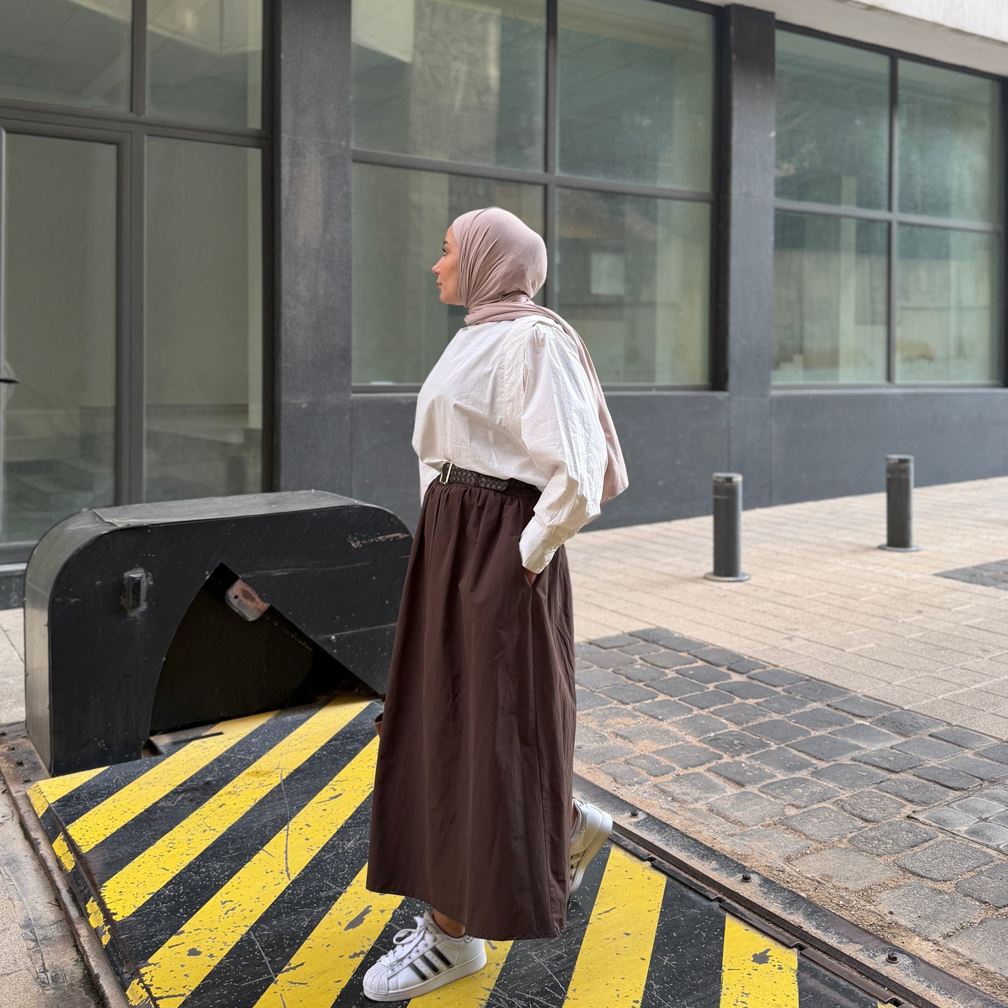 Voluminous Poplin Belted Skirt